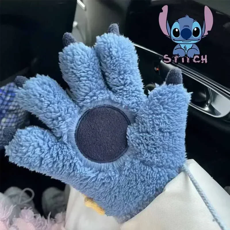 Guantes de felpa de Stitch Disney para niña, manoplas cálidas y gruesas con dibujos de Anime de Lilo y garras de Stitch, regalo de Navidad, novedad de 2024