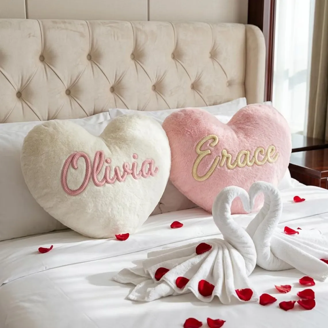 Personalized Heart Pillow, Custom Name Plush Cushion, Unique Valentine's Day Gift for Her, Romantic Keepsake, Girlfriend