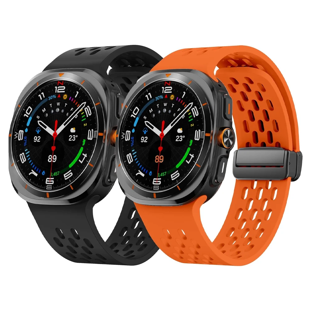 

Ремешок для Samsung Galaxy Watch Ultra 47 мм, аксессуары, дышащий силиконовый магнитный ремень, браслет correa galaxy watch7 ultra Band