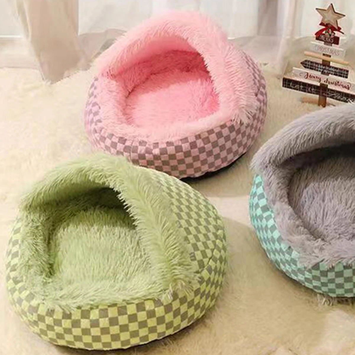 New winter thick warm semi enclosed enclosure pet nest warm cat nest circular dog nest pet supplies