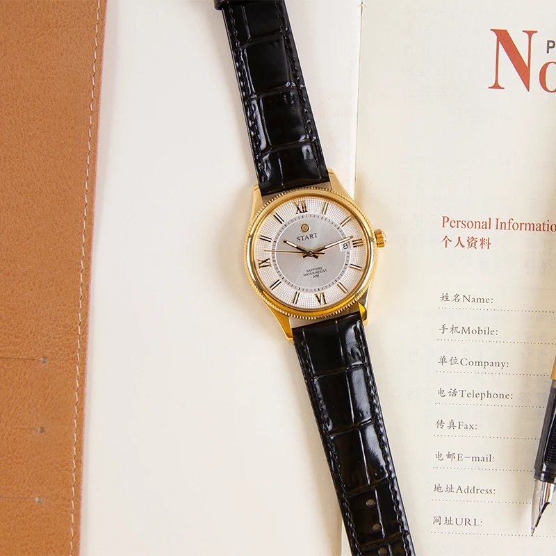 【START】من المألوف الرجال ووتش السويسرية المستوردة حركة الكوارتز الرجال ووتش مضيئة الطلب الروماني وظيفة التاريخ