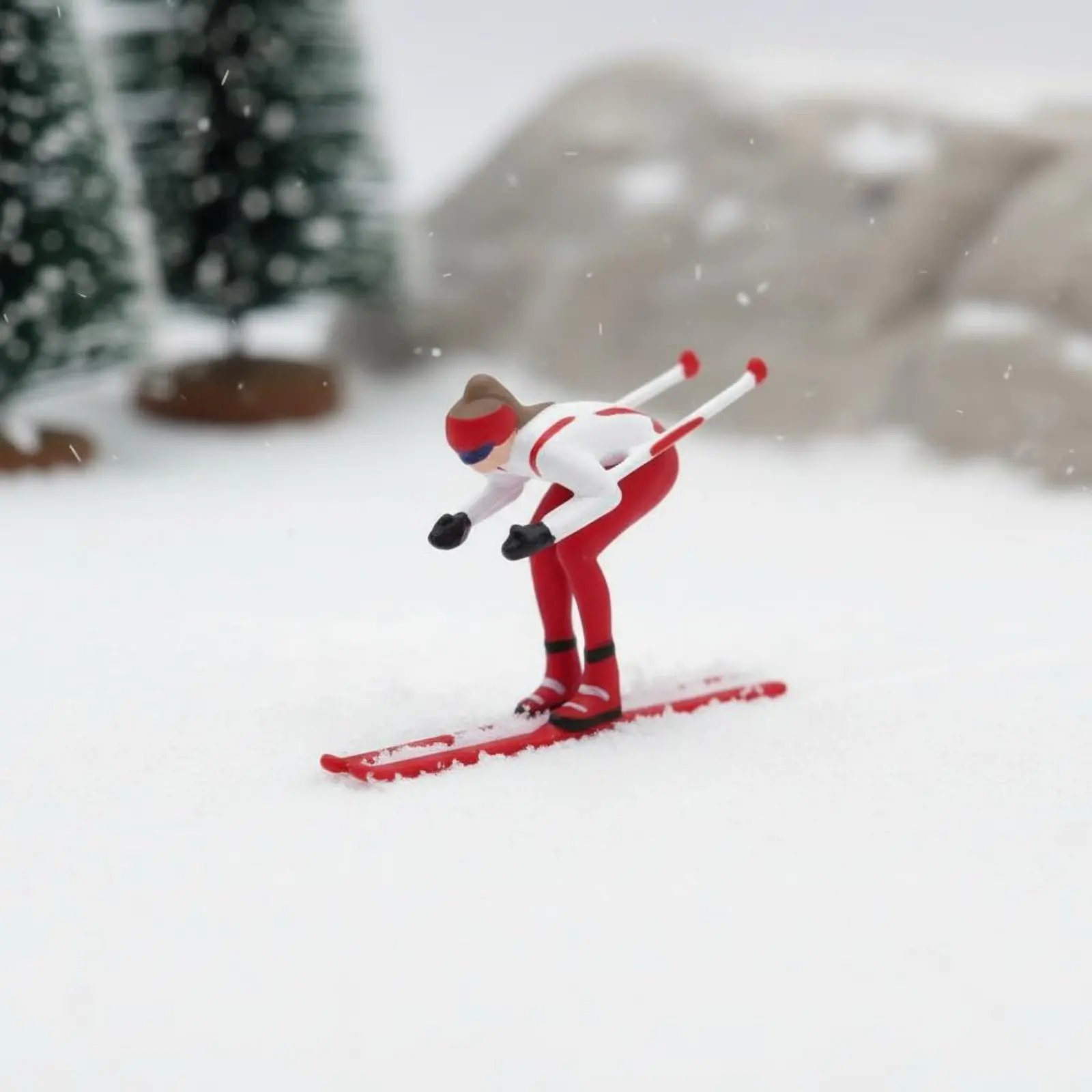 

1:87 Scale Skier Figure Action Poses HO Scale Ski Destination People Miniature Skier Figurines Realistic Features for Hobbyists