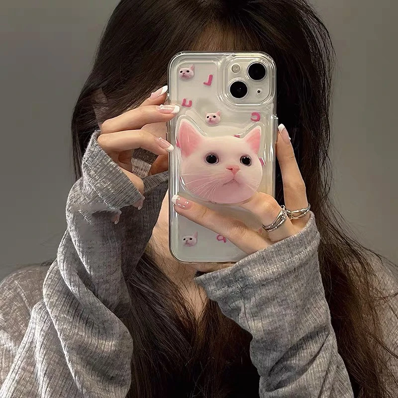 Cute 3D Funny Cat Phone Stand Griptok Support for IPhone 17 Samsung S25 Grip Tok Folding Finger Holder Socket Bracket