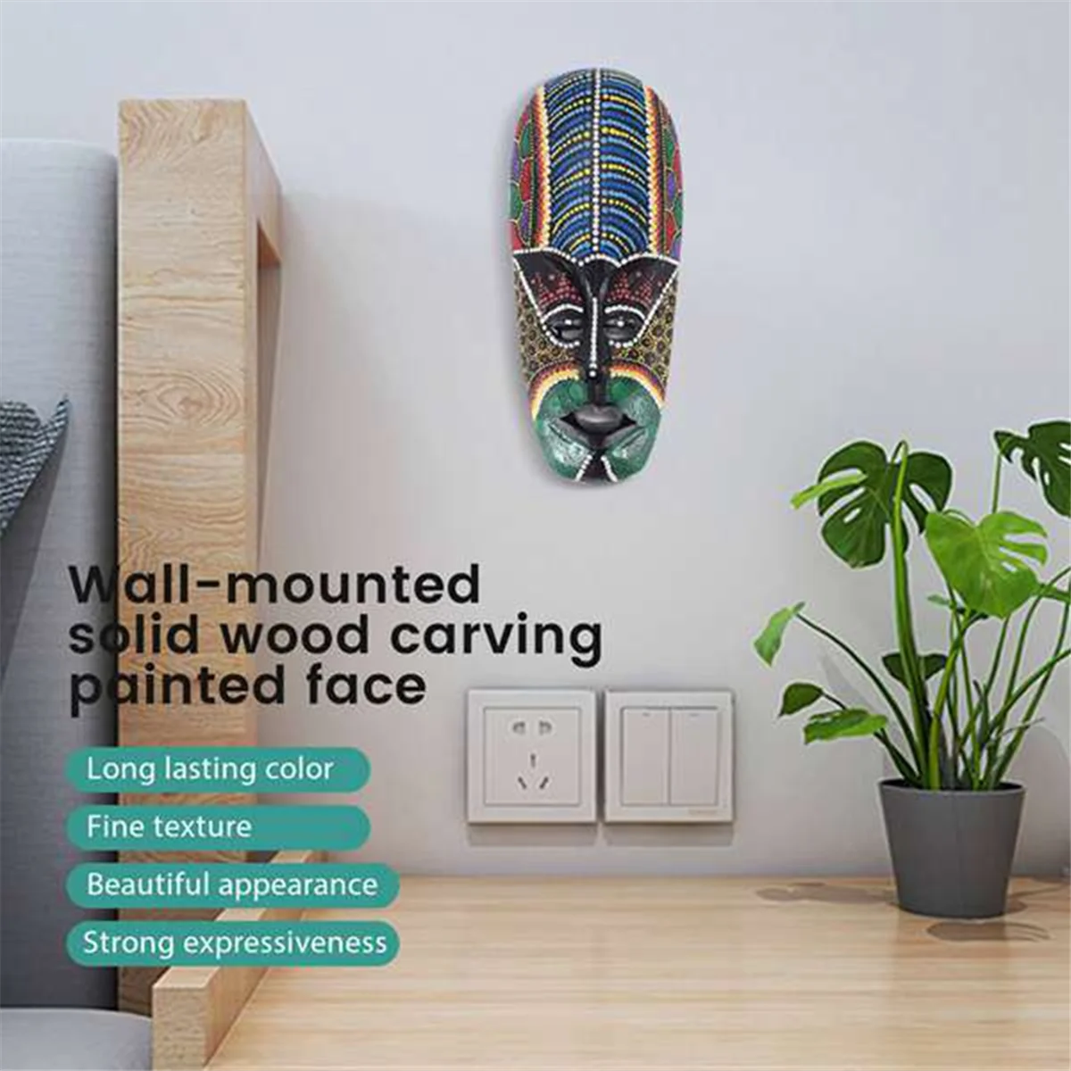 

Mask Colorful Decorations Mask Wall Hanging Decor for Bathroom Indoor Outdoor Bedroom Restaurant Kitchen 30cm