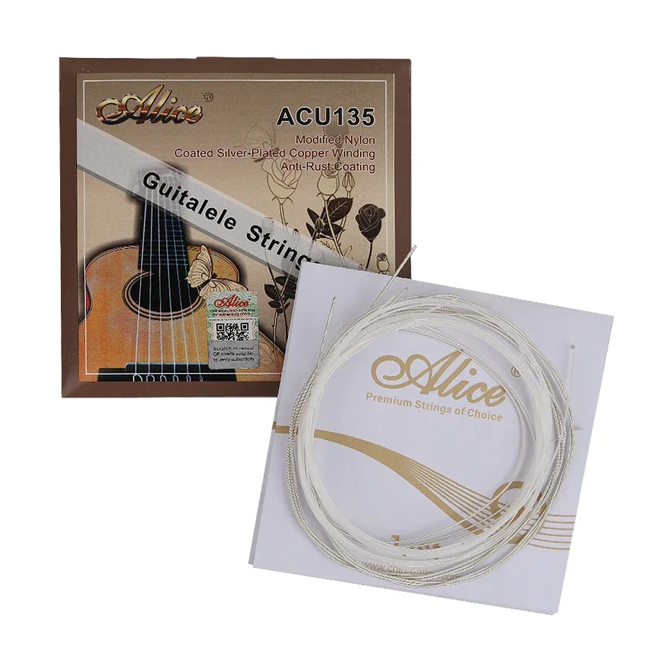 Corde Guitalele Alice ACU134/135/135BK per avvolgimento in rame rivestito in nylon a 6 corde Rivestimento antiruggine