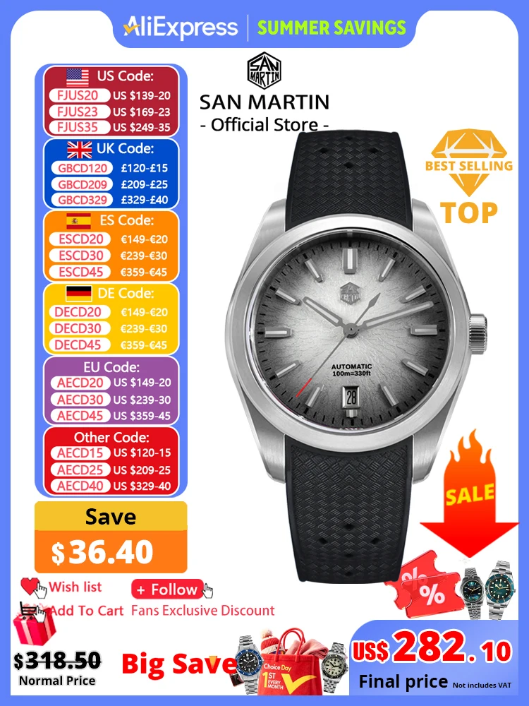 

San Martin FKM SN0144 JianZhan Dial Gada 36/39/42mm Men's Luxury Dress Automatic Mechanical Watch Miyota 9015 Original Design