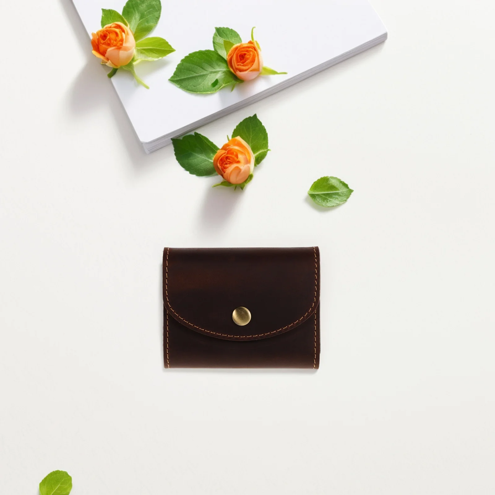 Accordion Card Holder for Men Made of Cowhide Large Capacity Multiple Slots Credit Id Business Cards Organizer Snap Closure