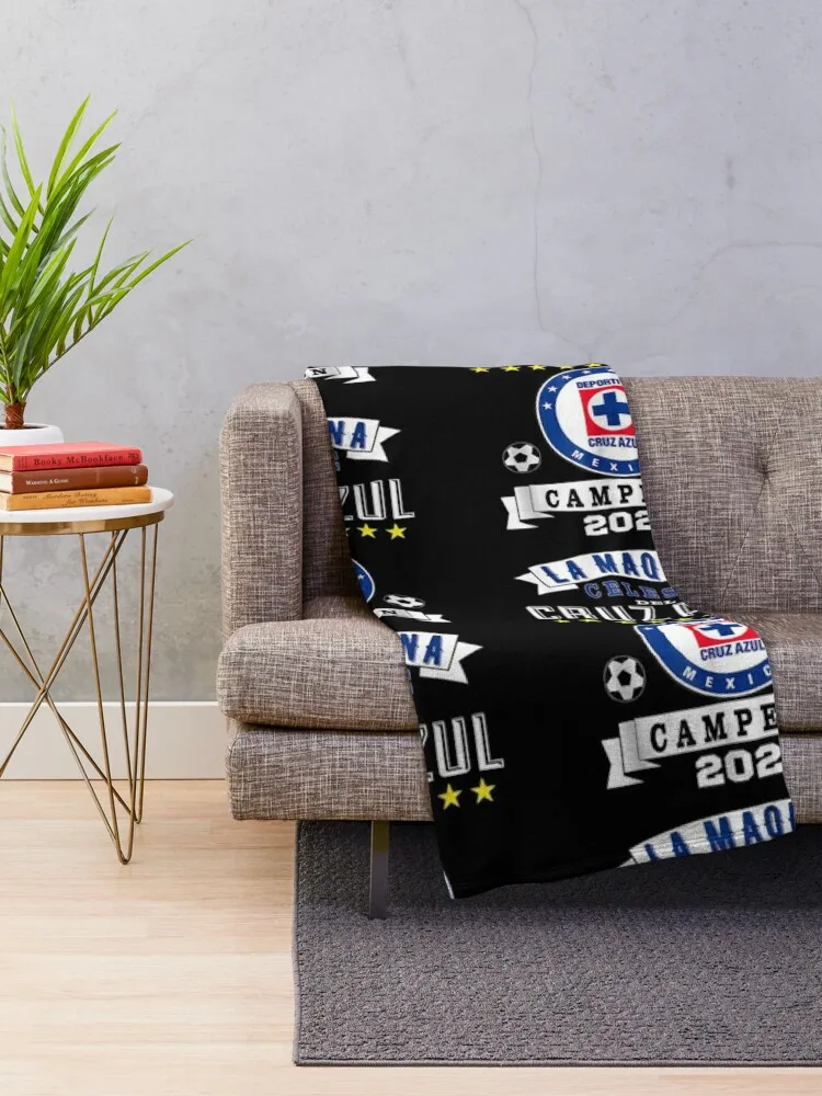 Cruz-Azul Campeon 2021 Futbol Mexicano La Maquina Celeste Throw Blanket Nap Blanket Soft Plush Plaid