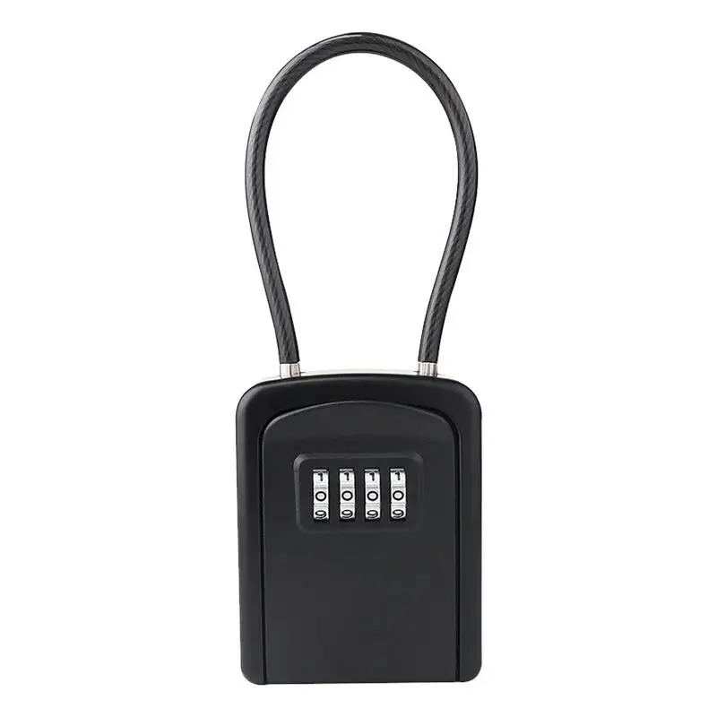 

Key Lock Box Hangable Zinc Alloy Key Lock Box 4 Digit Combination Resettable Code Key Storage Box Spare Key Organizer For Car