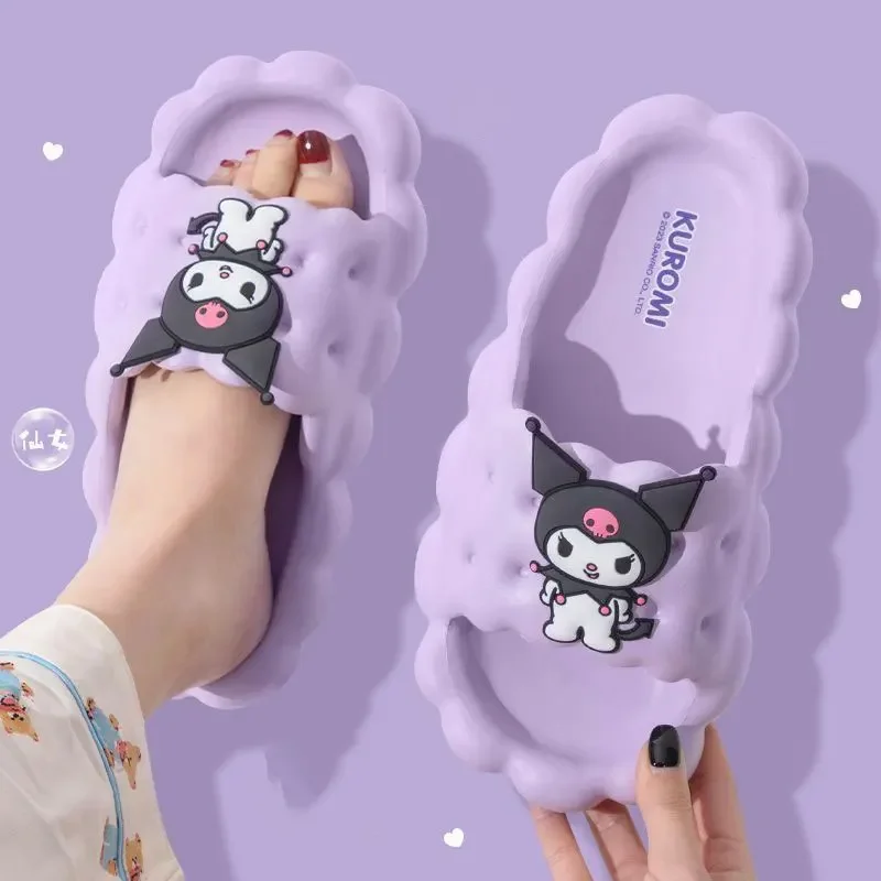 

Anime Sanrio Hello Kitty Slippers Kuromi Women Indoor Slippers Comzy Anti-Slip House Flat Slipper Couples Slides Spring Summer