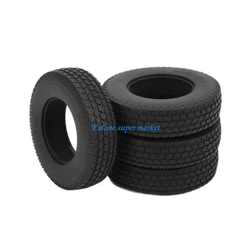 

090B 4Pcs RC Rubber Tyre Wear-Resistant Wheel Tires for 1:14 Tractor Trailer