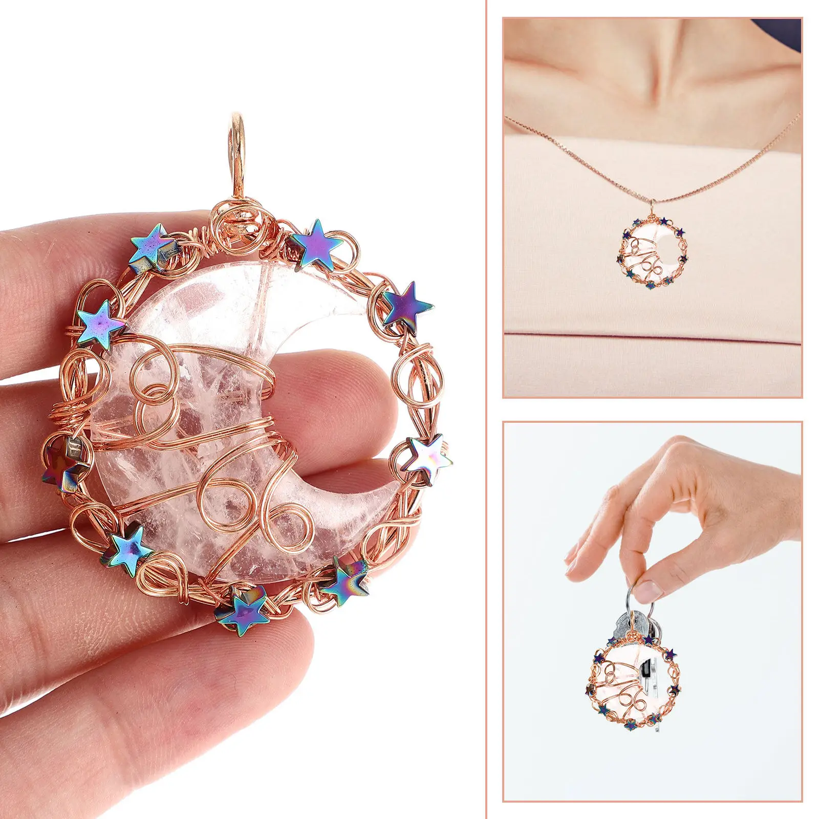 

Crystal Moon Pendant DIY Jewelry Accessories Necklace Earring Bracelet Charms Crystal Necklace Pendants Moon Earring Charms