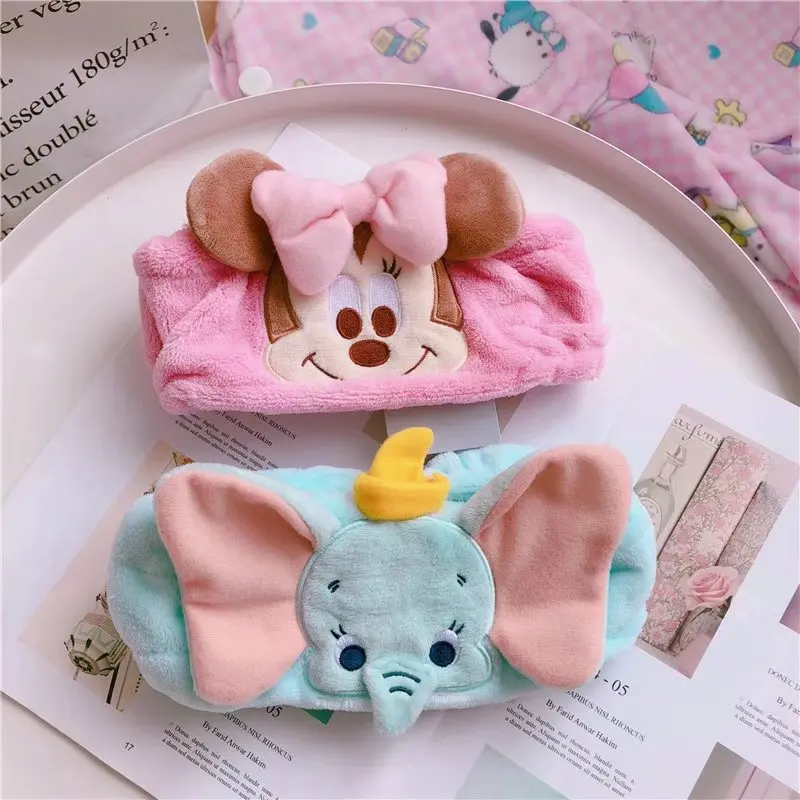 Disney Stitch truskawkowy miś Dumbo Minnie Girl pluszowa opaska na głowę obręcz do włosów urocza kreskówka makijaż twarzy do mycia