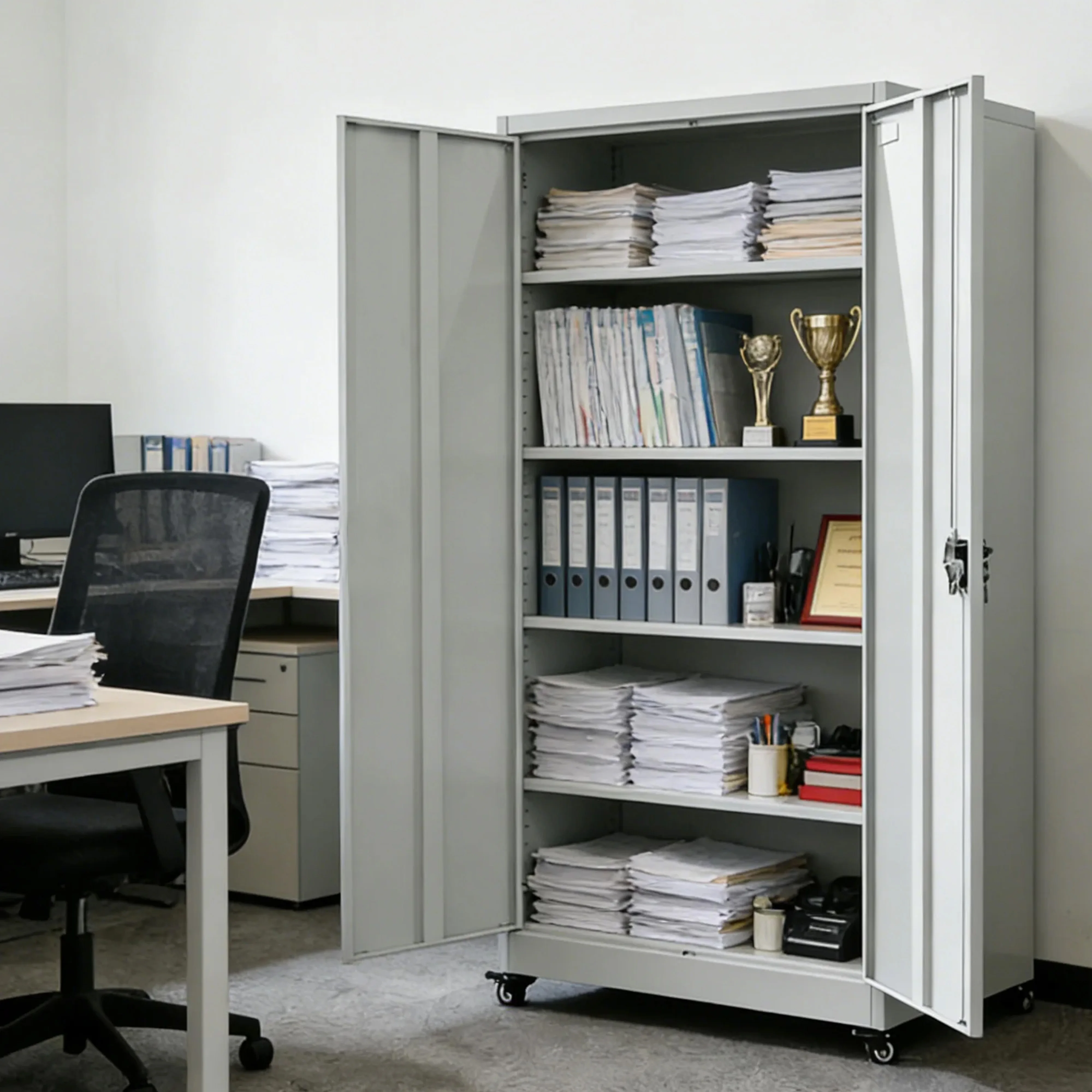 

Heavy Duty 5-Tier Metal Storage File Cabinets with Wheels Doors Lockable Steel Vertical Office Filing Cabinet for Office Storage