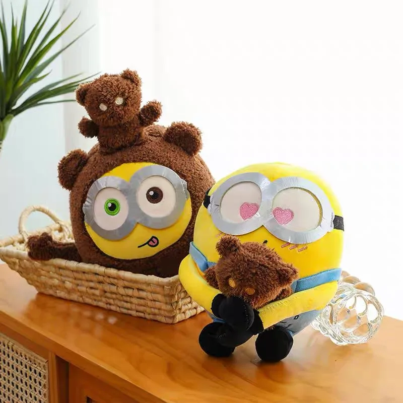 1piece 25cm Huge Minions Plush Bob+Tim Series 9-Inch Bob Holding Tim Bear Doll Decoration Children's Birthday Gift