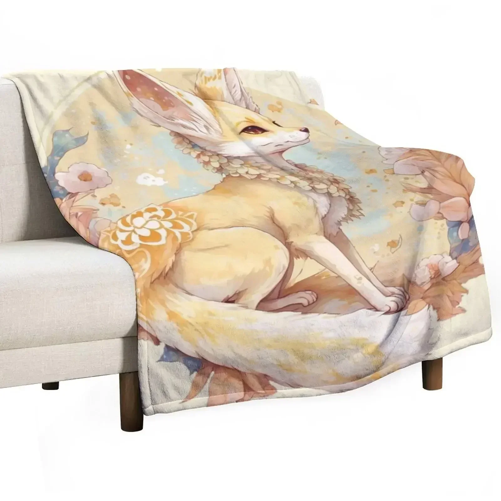 

Fennec Fox Heaven Throw Blanket Fluffy Cozy Throw Blanket for Home Decor