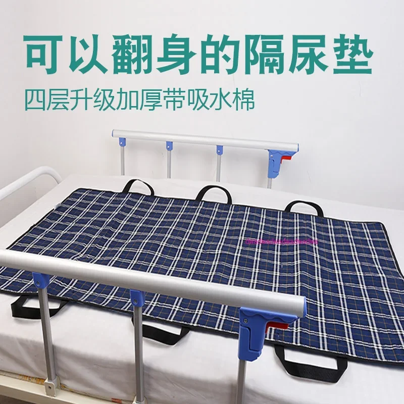 Bedridden elderly person turning over assisted with disabled paralysis, postoperative patient getting up and shifting mobile pad