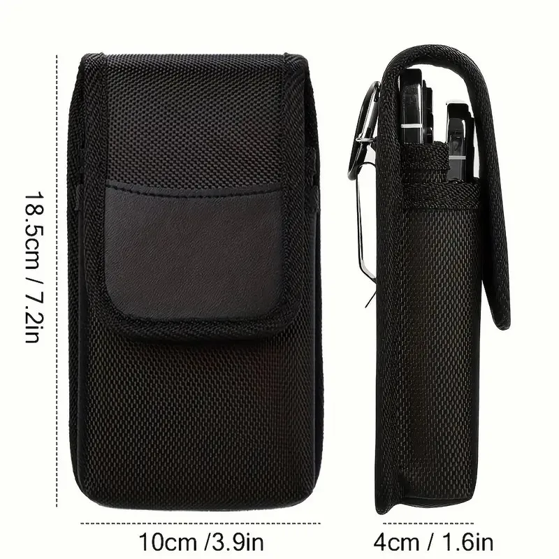 Custodia da cintura per cellulare con doppia tasca in nylon da uomo - Custodia resistente per cellulare da esterno