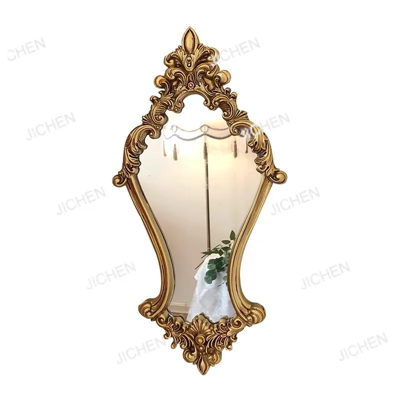

Ретро резное косметическое зеркало, средневековый свет, роскошное настенное европейское зеркало, зеркало для макияжа, комбинация декоративной живописи с