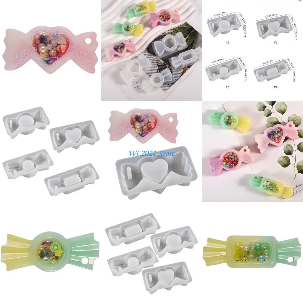 

G5GC Square Round Candy Earrings Mold DIY Keychain Pendant Jewelry for Keychain Decor