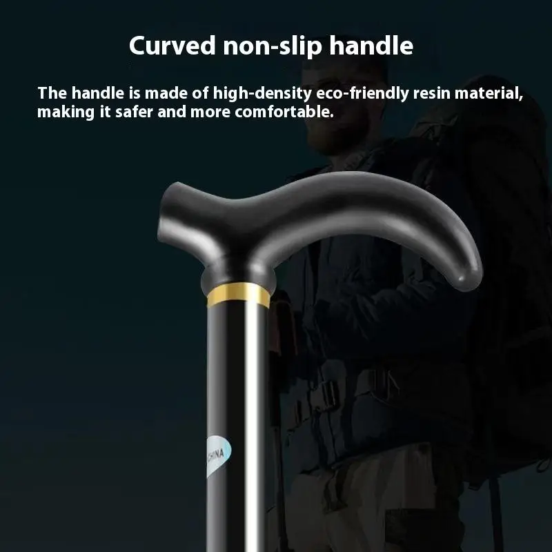1PC Telescopic Walking Stick Outdoor Hiking Trekking Poles Aluminum Alloy Metal Folding Cane Crutches Pole For Elderly People