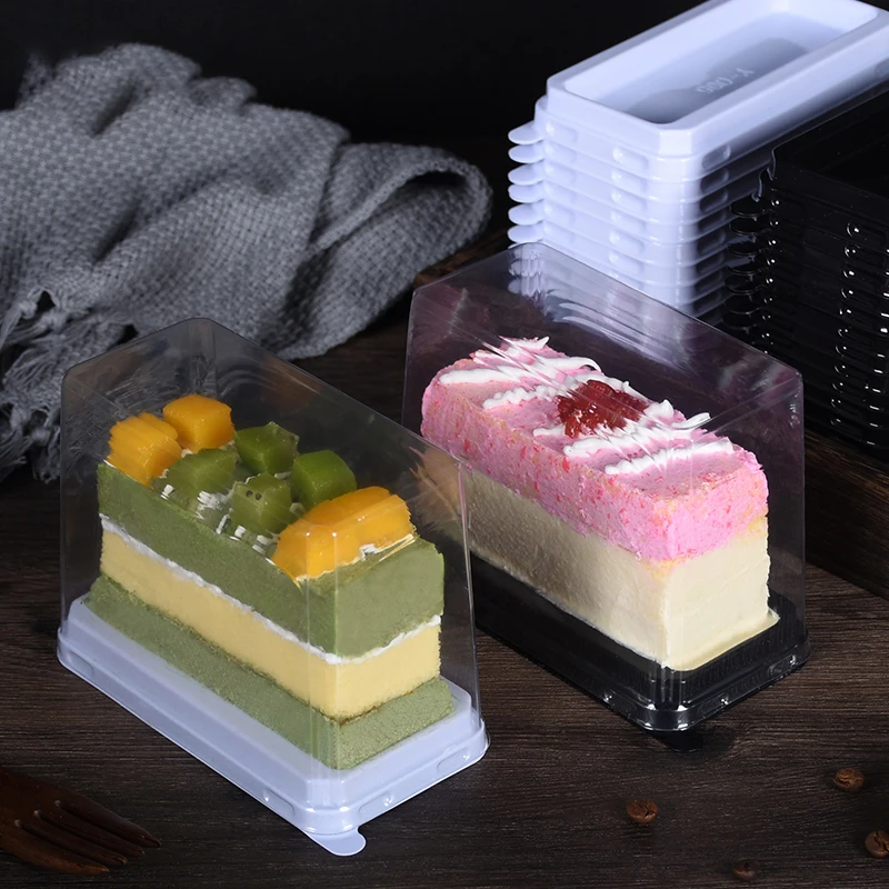 50Pcs/lot Transparent Rectangle Cake Box Mousse Cake Gift Box Dessert Cake Packaging Box Wedding Party Pastry Container Holder