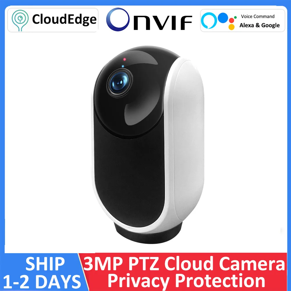 Indoor Alexa Google Onvif 3MP Smart WiFi AI Human Detect WiFi Wireless Cloud CCTV IP Camera Auto Tracking Security Protection