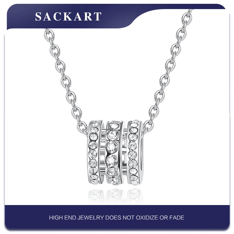 

SACKART High Quality Original Logo Necklace,Crystal 925 Sterling Silver Men's Jewelry