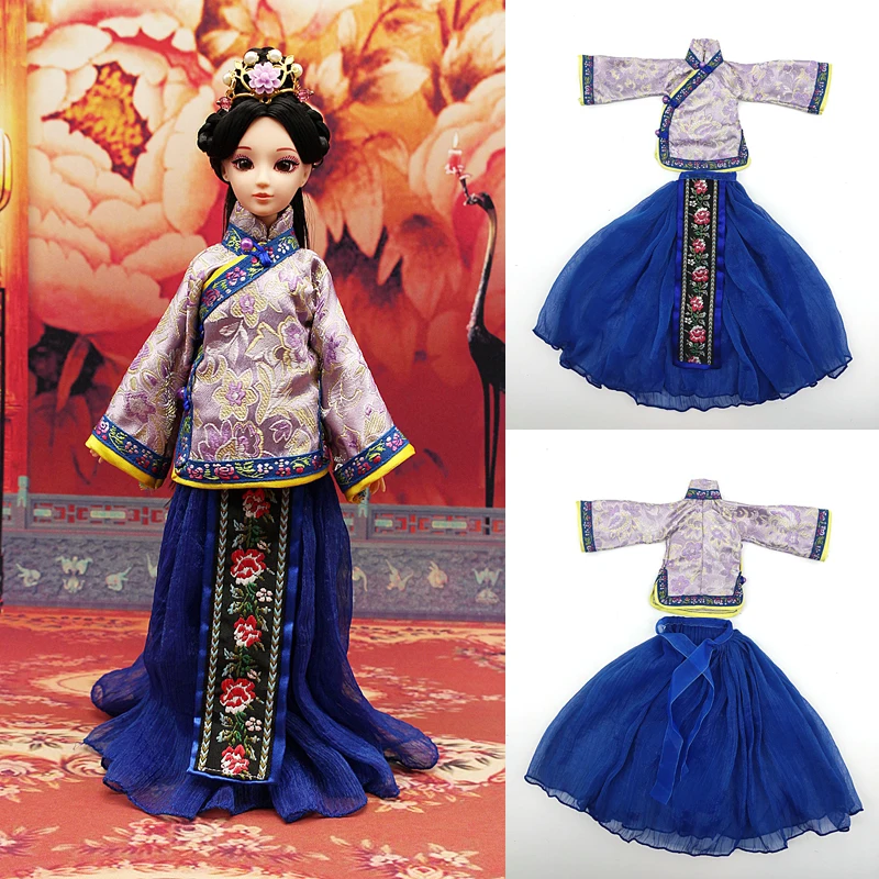 Handmade Bjd Doll Clothes Chinese HanFu Girl Dress BABI CLOTHES For Dolls 30cm Barbie Kurhn 1/6 Jointed Doll Accessories Toys