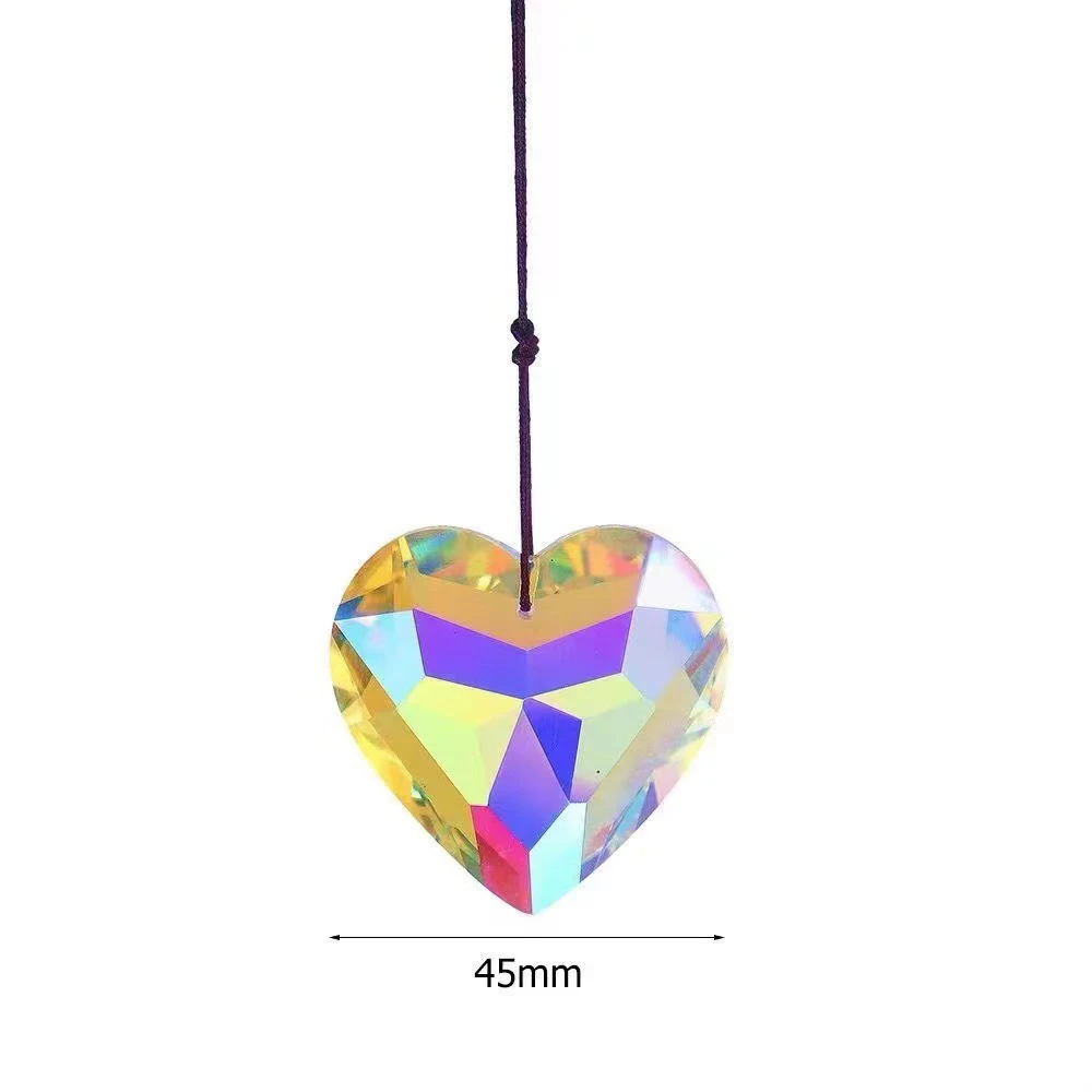 1Pcs Hanging Suncatcher Crystal Heart Prism 45mm AB Color Glass Love Pendant Home Wedding  DIY Accessories Wind Chime Car Decor