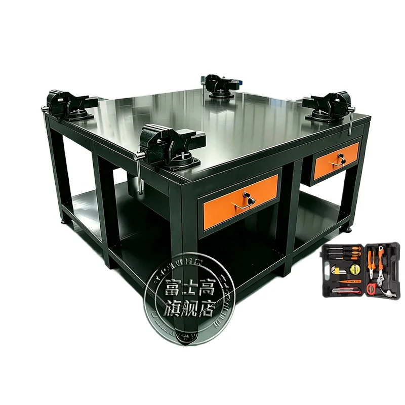 YJQ heavy duty workbench die steel plate fitter workshop maintenance table stainless steel thickened table