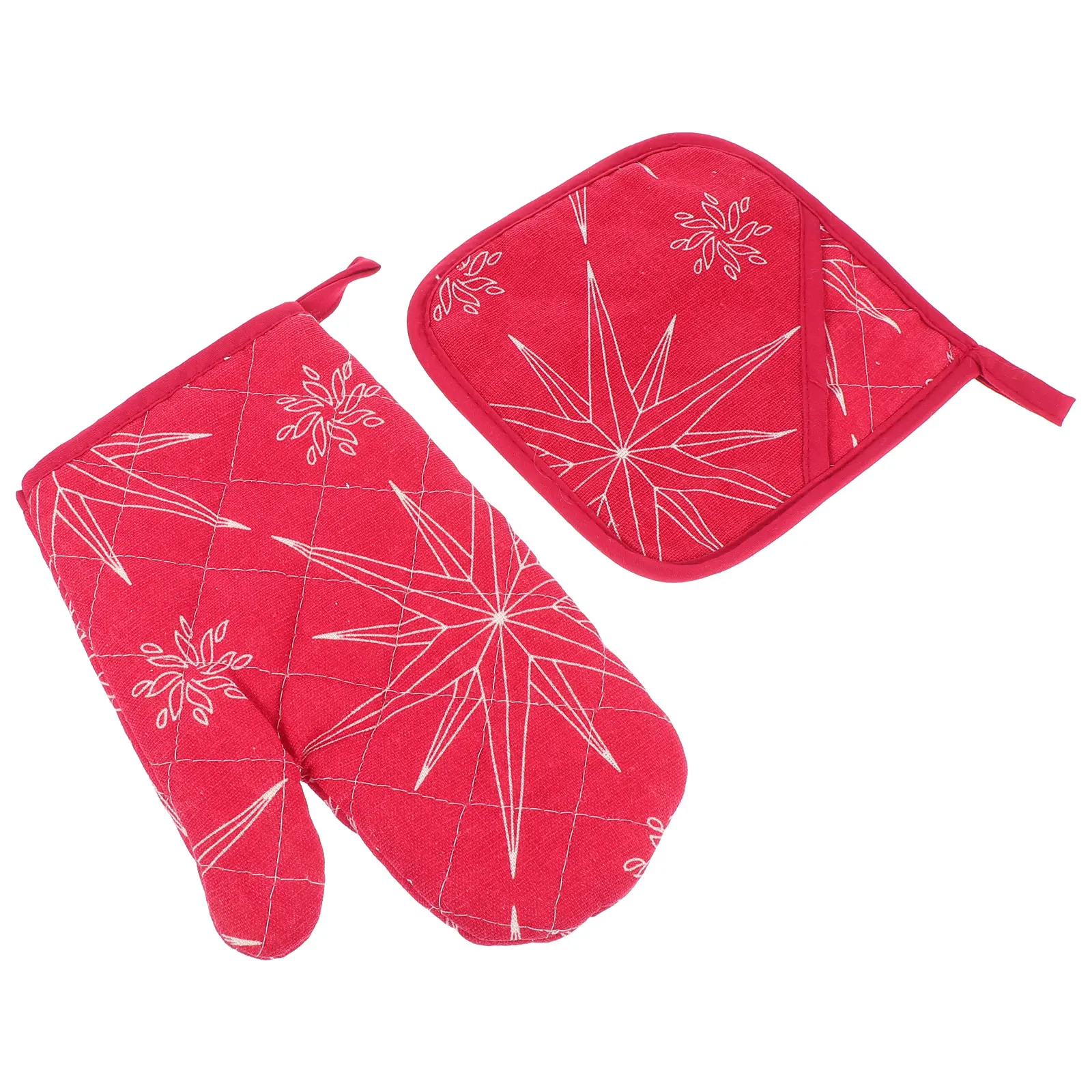 

Anti-scald Gloves Thermal Insulation Pad Red Polyester Cotton Kitchen Hot Pads Mitts Materials Cooking Baking Grilling
