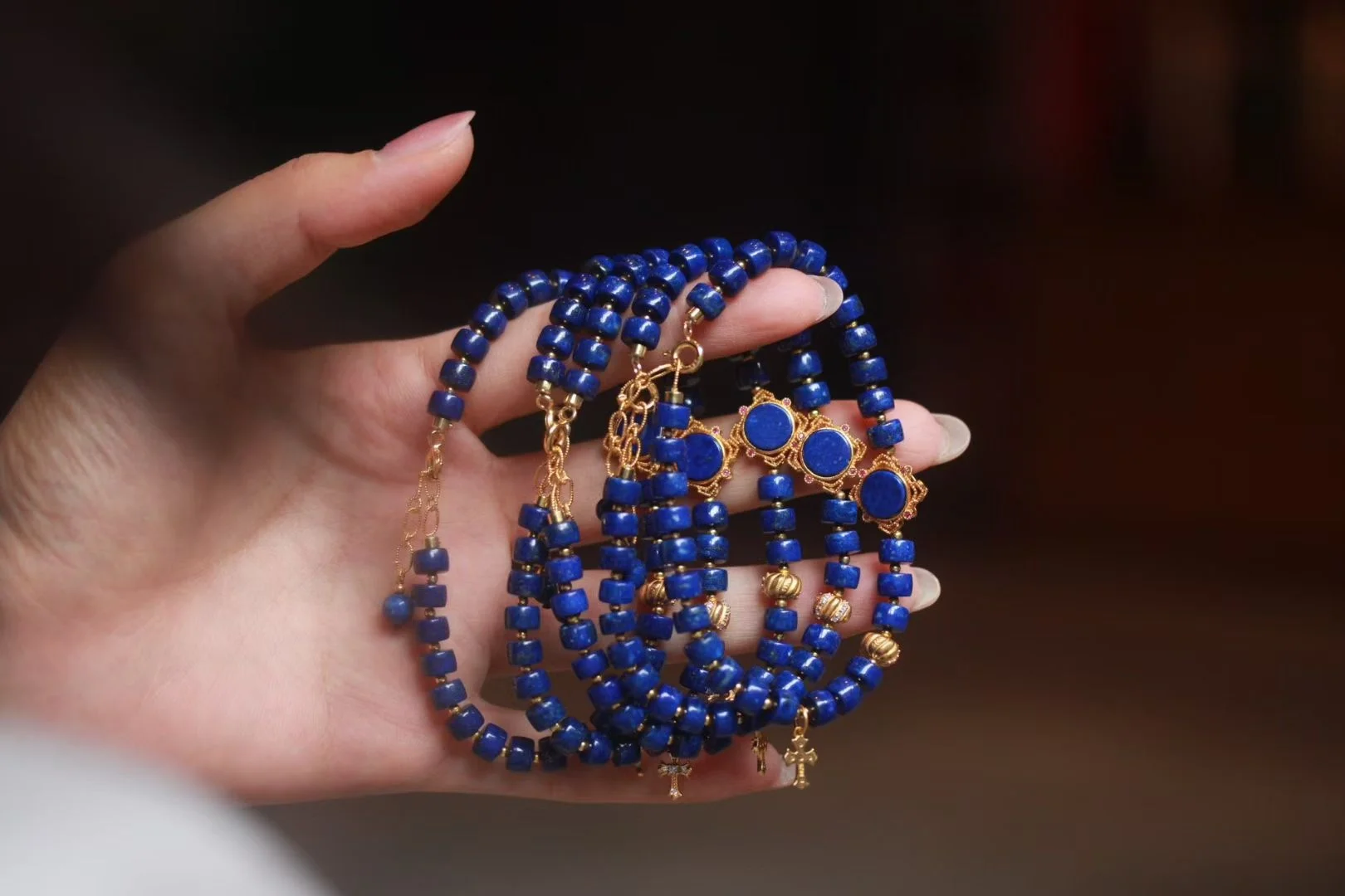 

Certificated Unisex 925 Silver Natural Afghan Lapis Beaded String Bracelet High Quality Genuine Lazuli Strand Bracelets Jewelry