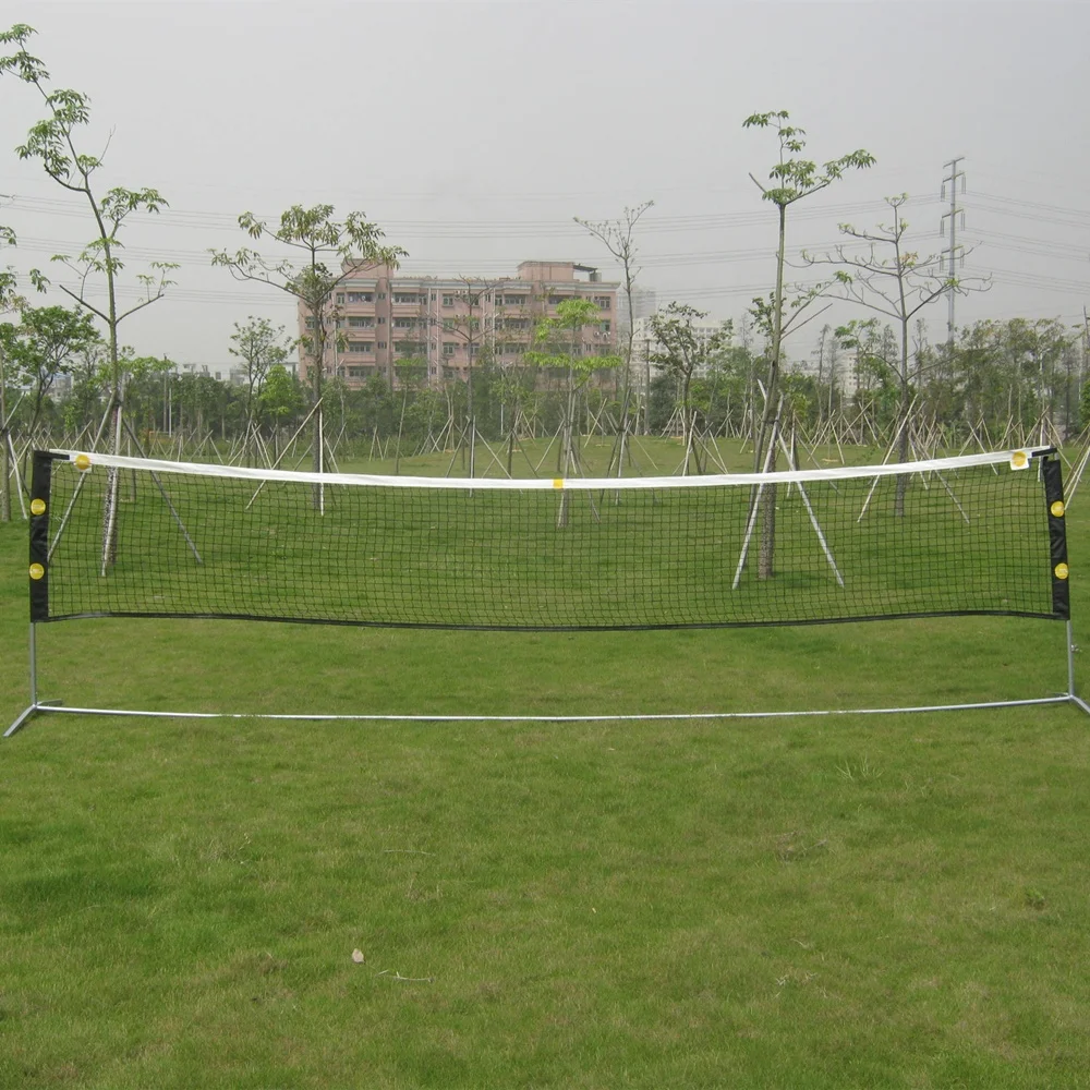 Stainless Steel Poles Badminton Net 18FT Portable Wheel Pickleball Net Tennis Net Measure Mesh Netting For Kids Tennis