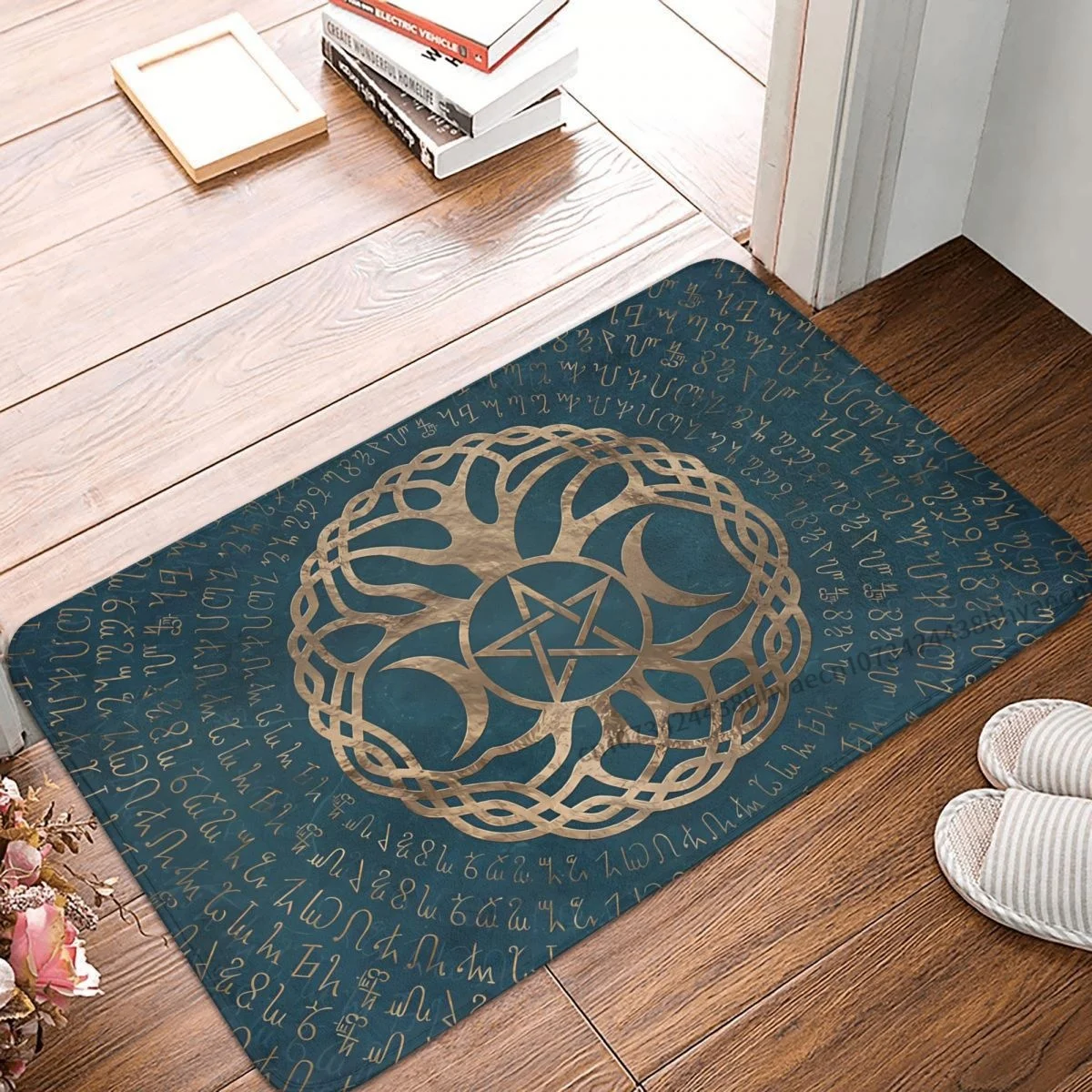 Bath Non-Slip Carpet Triple Moon Triple Goddess Gold Star And Moon Flannel Mat Welcome Doormat Home Decoration Rug