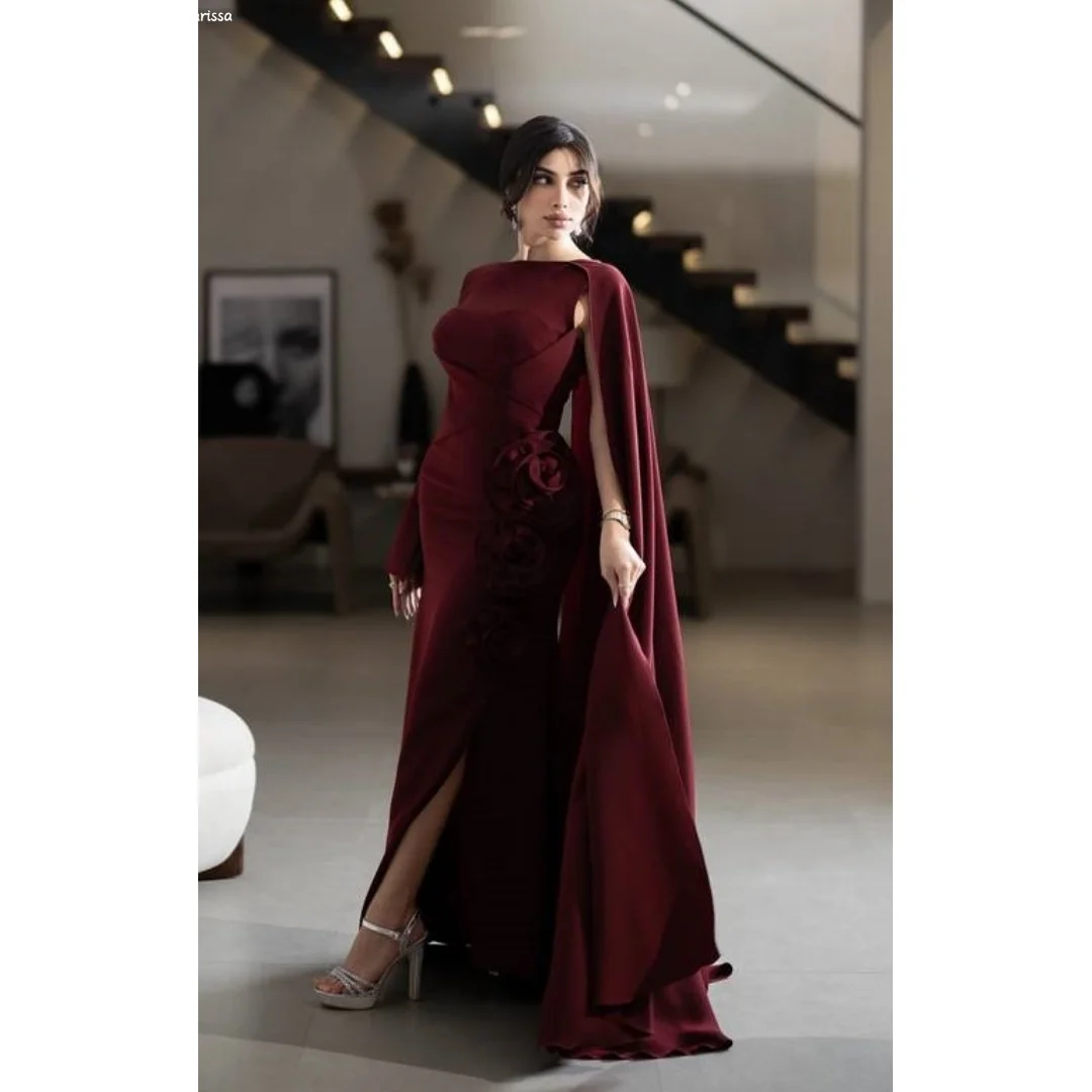 فساتين سهرة ماريسا بياقة دائرية للمناسبات الخاصة مصنوعة حسب الطلب فستان طويل أنيق ذيل السمكة لحفلات الزفاف مزين