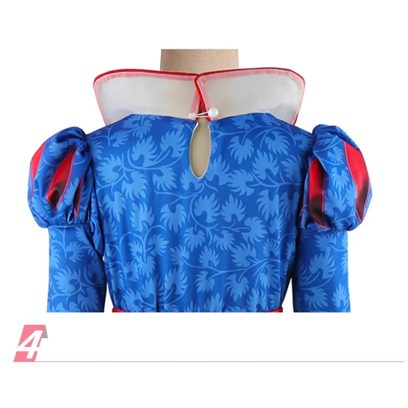 Deluxe Snow White Princess Gown Puff Sleeve Stand Collar Girl Fairy Kid Cosplay Costume Toddler Carnival Apparel Halloween Dress