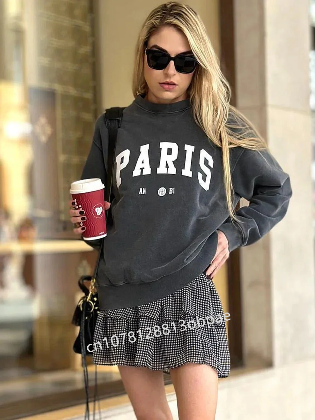 Vintage Eagle Print Graphic Women Loose Designer Luxury Casual Paris Sweatshirt for Women Long Sleeve O-Neck  Pullover Tops