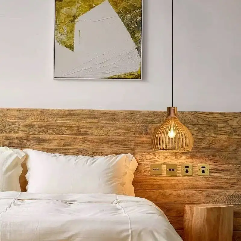 

Скандинавская люстра 2026: креативная люстра из массива дерева для спальни, ресторана, чайной комнаты в стиле ваби-саби, интерьерное освещение