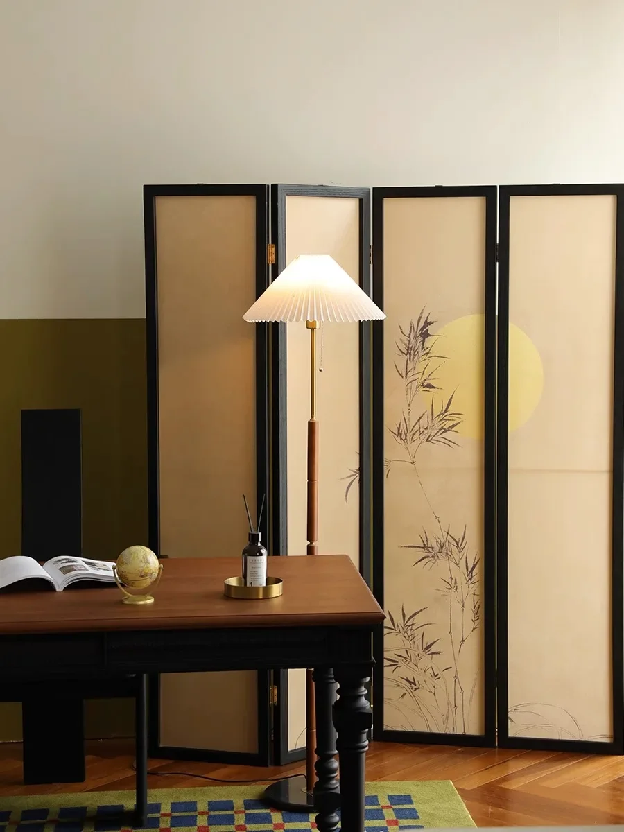 Modern new Chinese zen bamboo folding screen solid wood folding screen