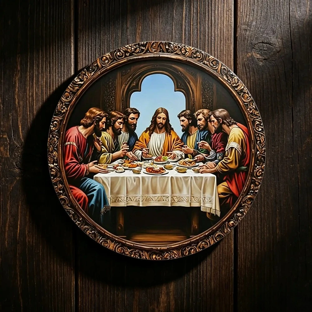 CIFBUY Retro Vintage Jesus Last Supper Aluminum Wall Art Weatherproof Durable Alloy Decor for Home Kitchen Dining Room Living