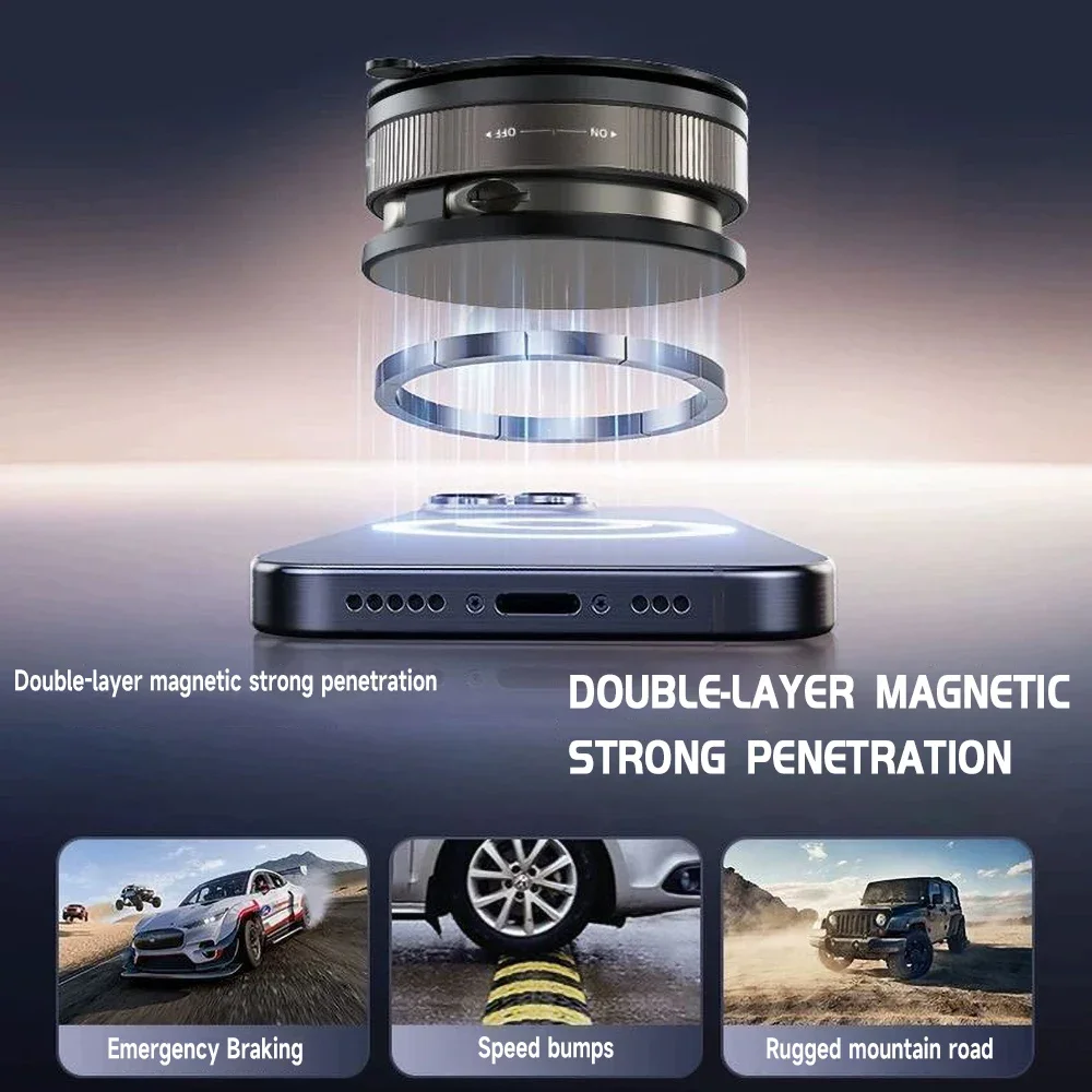 Upgraded 360°Vacuum Magnetic Phone Holder, Magnetic Car Phone Mount, Hands-Free Suction Cup Phone Holder for Car/Gym/Mirror image 3