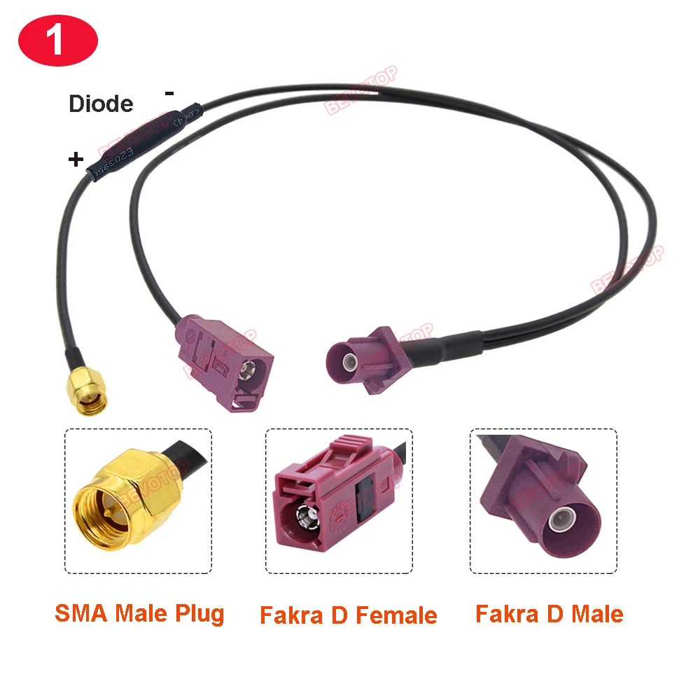 Imagem -02 - tipo Cabo Divisor Pigtail Plugue Macho y Macho Fêmea para Sma Rg174 Fakra d 10 Pcs por Lote y