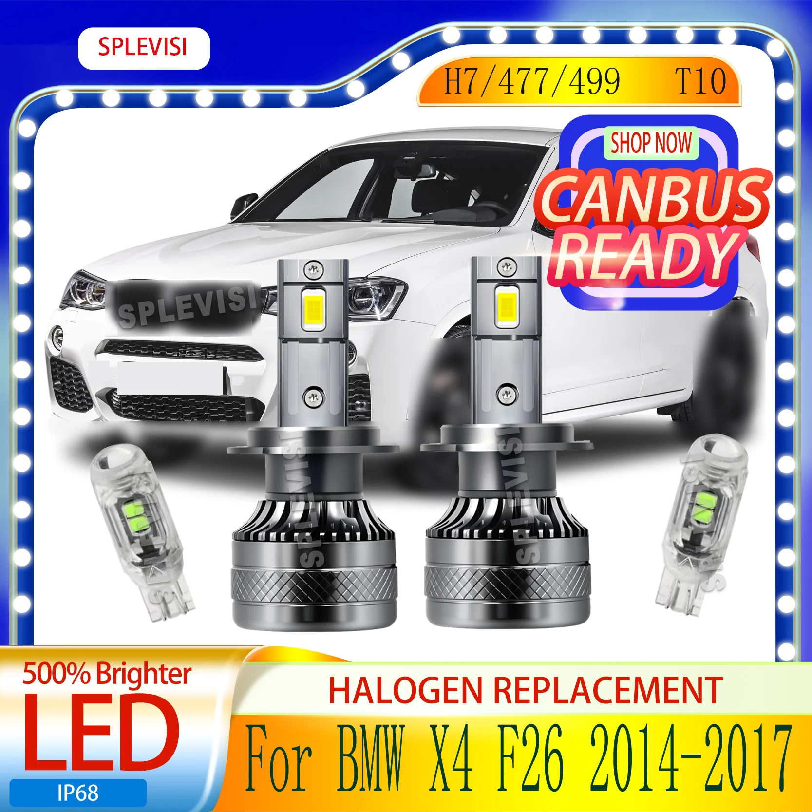

Warranty 2 year H7 477 CANBus Ready Night Driving Safety IP68 Waterproof LED HEADLIGHT For BMW X4 F26 2014 2015 2016 2017 2017