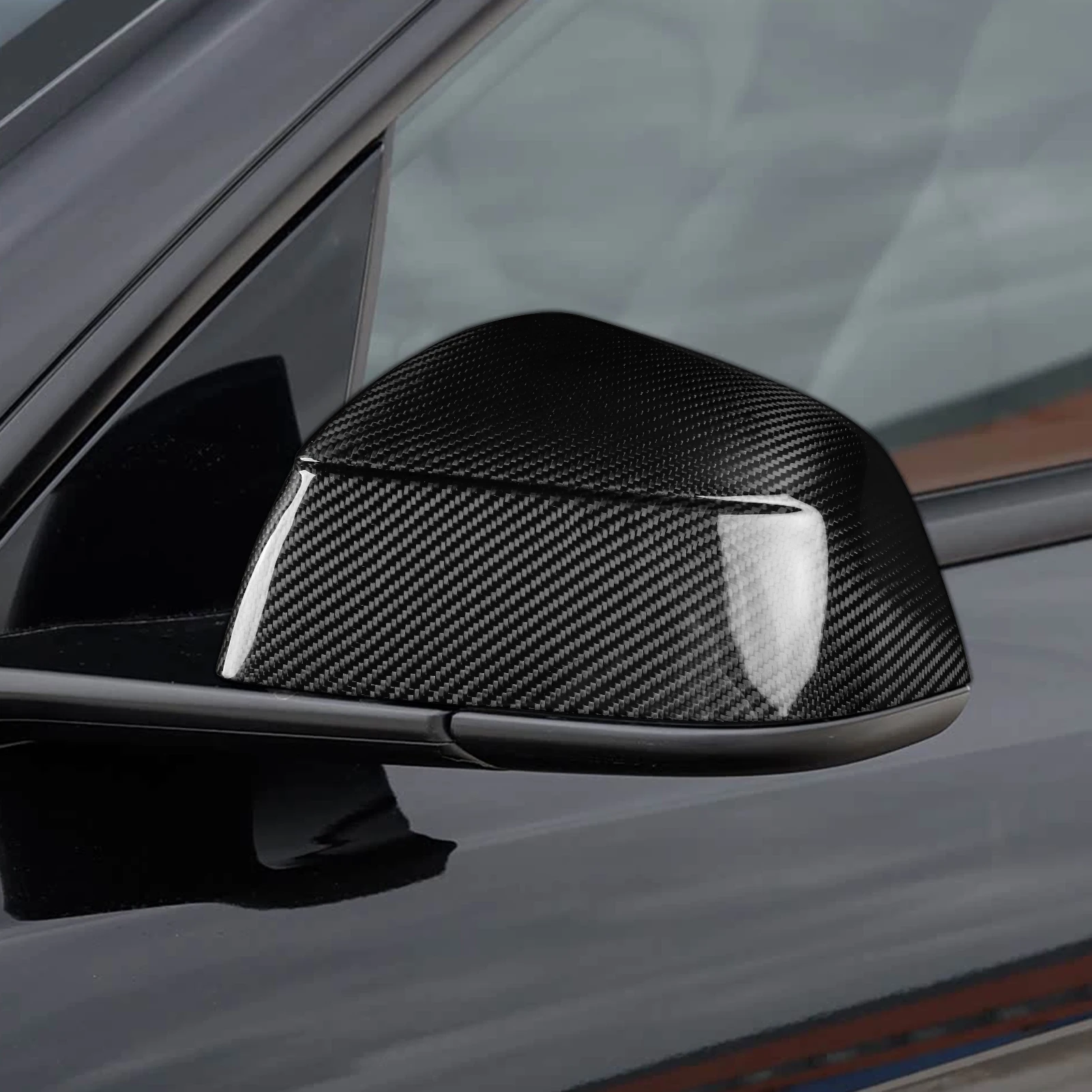 Couvercle de rétroviseur en carbone 100% véritable, pour Tesla modèle Y Launch/Juniper 2025 + coque décorative de rétroviseur, accessoires de voiture 2 pièces