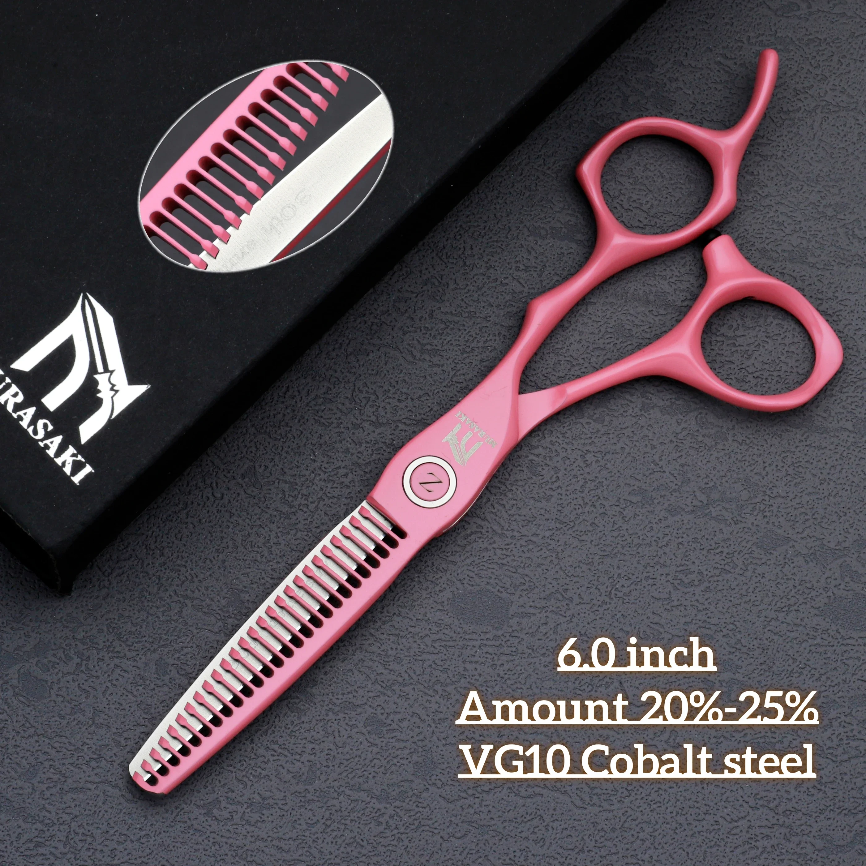 MURASAKI VG10 Stahl Friseurscheren, 6,0 Zoll Effilierscheren, Ergonomisches Design Haarschneidewerkzeuge, Sehr Scharf und Langlebig – Detail 6