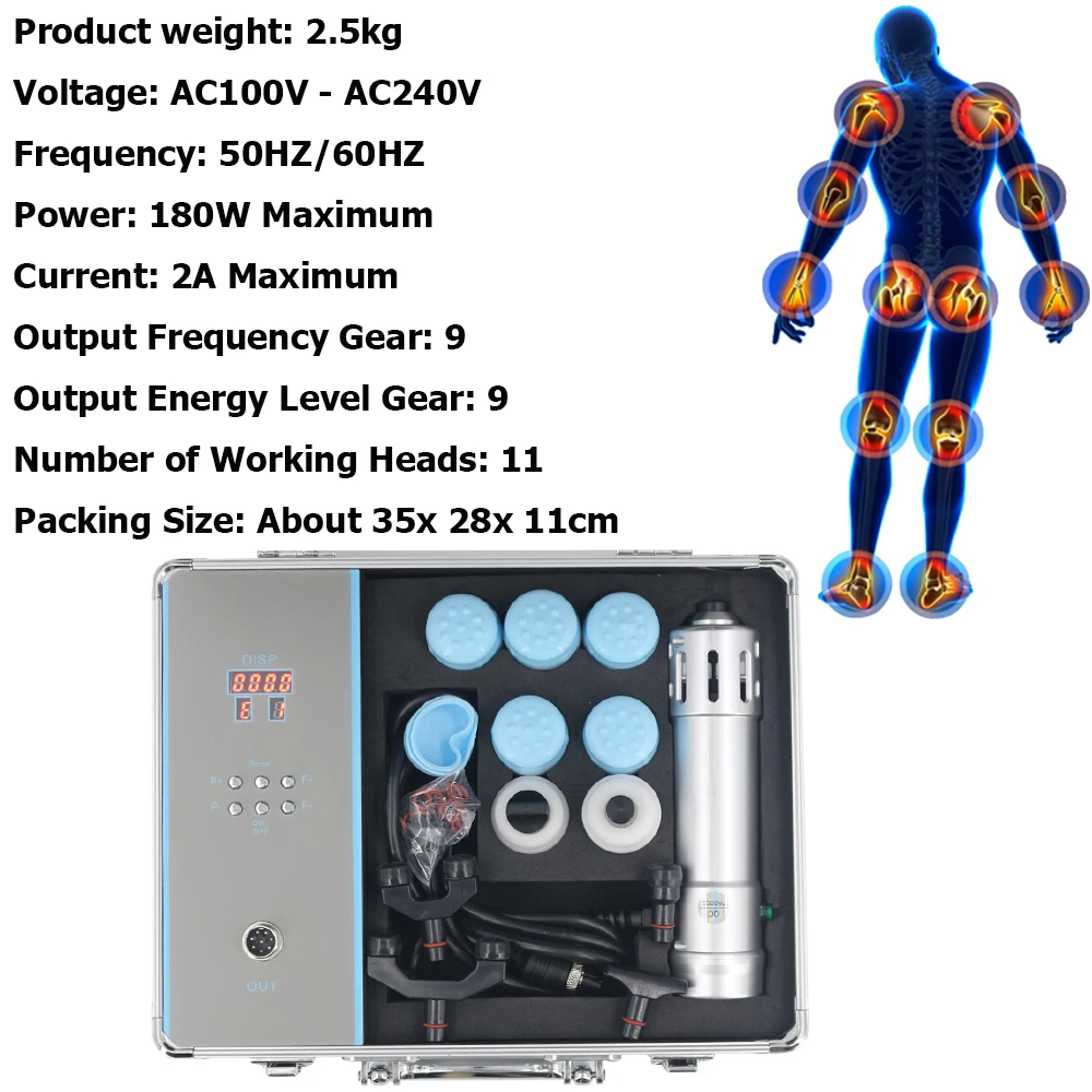 Shockwave Therapy Machine, Massageador Corporal para Tratamento DE, Profissional Shock Wave, Eficaz Anti-Stress, Alívio da Dor, Eficaz