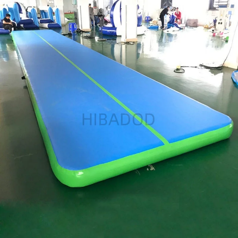 HIBADOU 12x2x0.2m Opblaasbare Lucht Gymnastiek Mat Opblaasbare Vloermatten Trainingsmat Tumbling Mat met Elektrische pomp