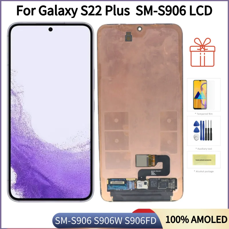 Super AMOLED Screen For Samsung Galaxy S22 Plus Lcd S906 S906F S906B/DS S22+ Display Touch Glass Digitizer Assembly Replace