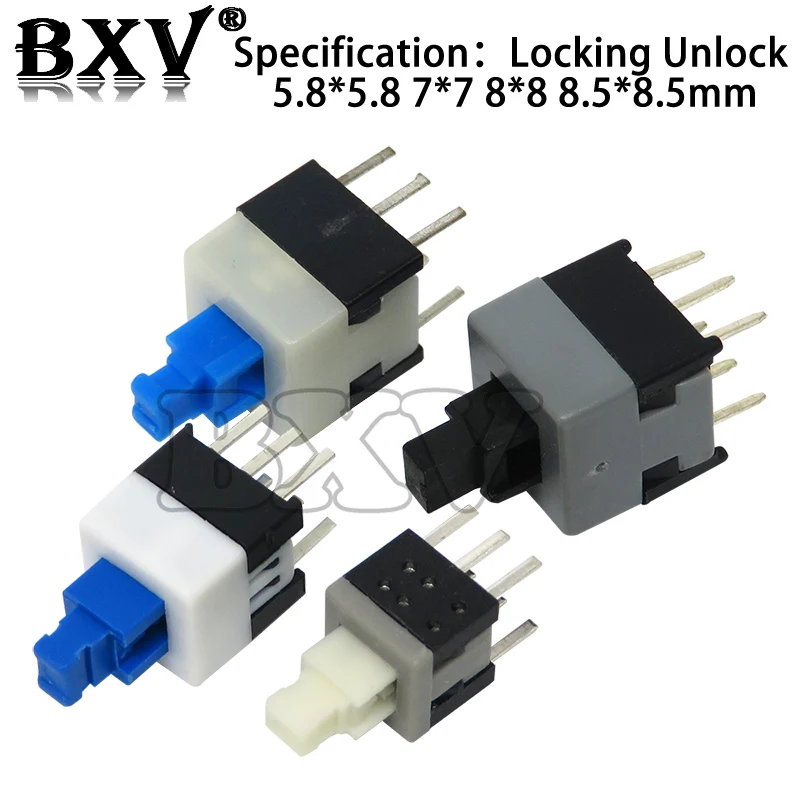 10PCS 5.8*5.8 7*7 8*8 8.5*8.5mm Self Locking Push Tactile Power Micro Switch Kit 6 Pin Button Switches